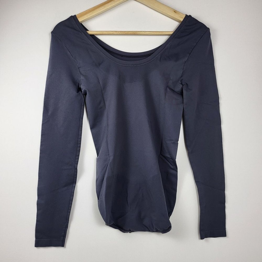 Spanx Long Sleeve Base BodySuit Zoned Tummy Slimming Size Medium Steel Gray‎ New